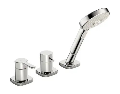 HANSA Einhebelmischer Fertigmontageset für Wanne/Brause HANSADESIGNO Style 5325 Rosette soft edge 3-strahlig Chrom, 53259083, Artikel in Kategorie